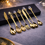 Kit 6 Colheres Vintage Luxo para Café e Sobremesa – Detalhes Esculpidos