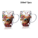 Caneca Flowers Artesanal em Vidro Duplo | Promoção: Compre 1 - Leve 2 🔥