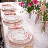Coleção de Pratos Rasos, Sobremesa e Xícaras de Laços – Encanto e Elegância na Sua Mesa
