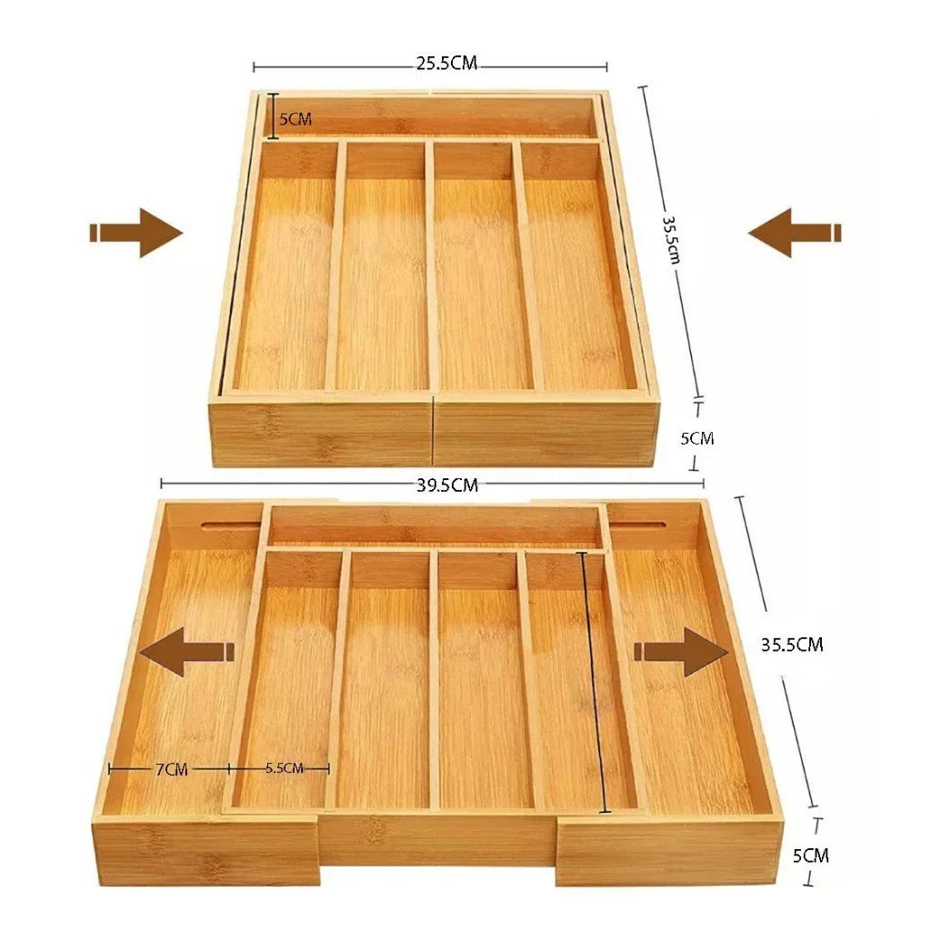 Bamboo Prime™ | Porta-Talheres de Bambu Premium Extensível