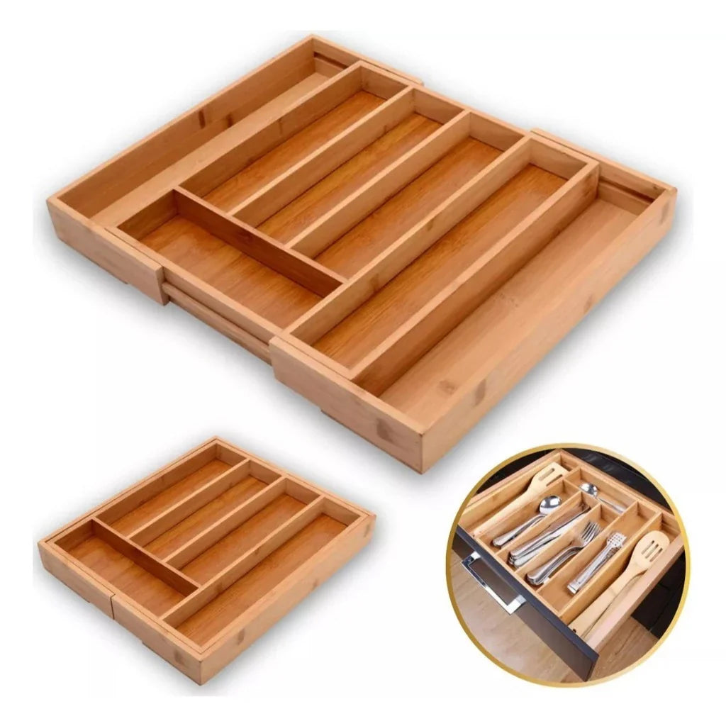 Bamboo Prime™ | Porta-Talheres de Bambu Premium Extensível