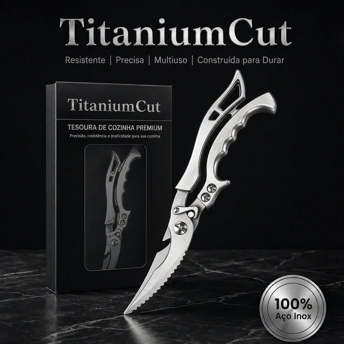 TitaniumCut • Tesoura Multifuncional de Inox Puro