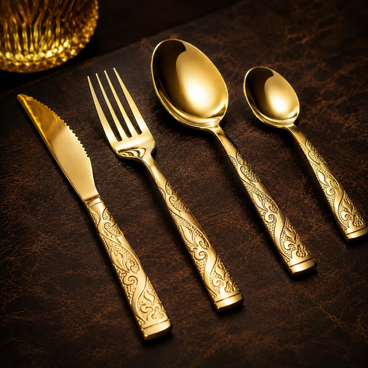 Faqueiro Aura Royale Gold™ | 24 Peças Com Maleta Luxo