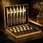 Faqueiro Aura Royale Gold™ | 24 Peças Com Maleta Luxo