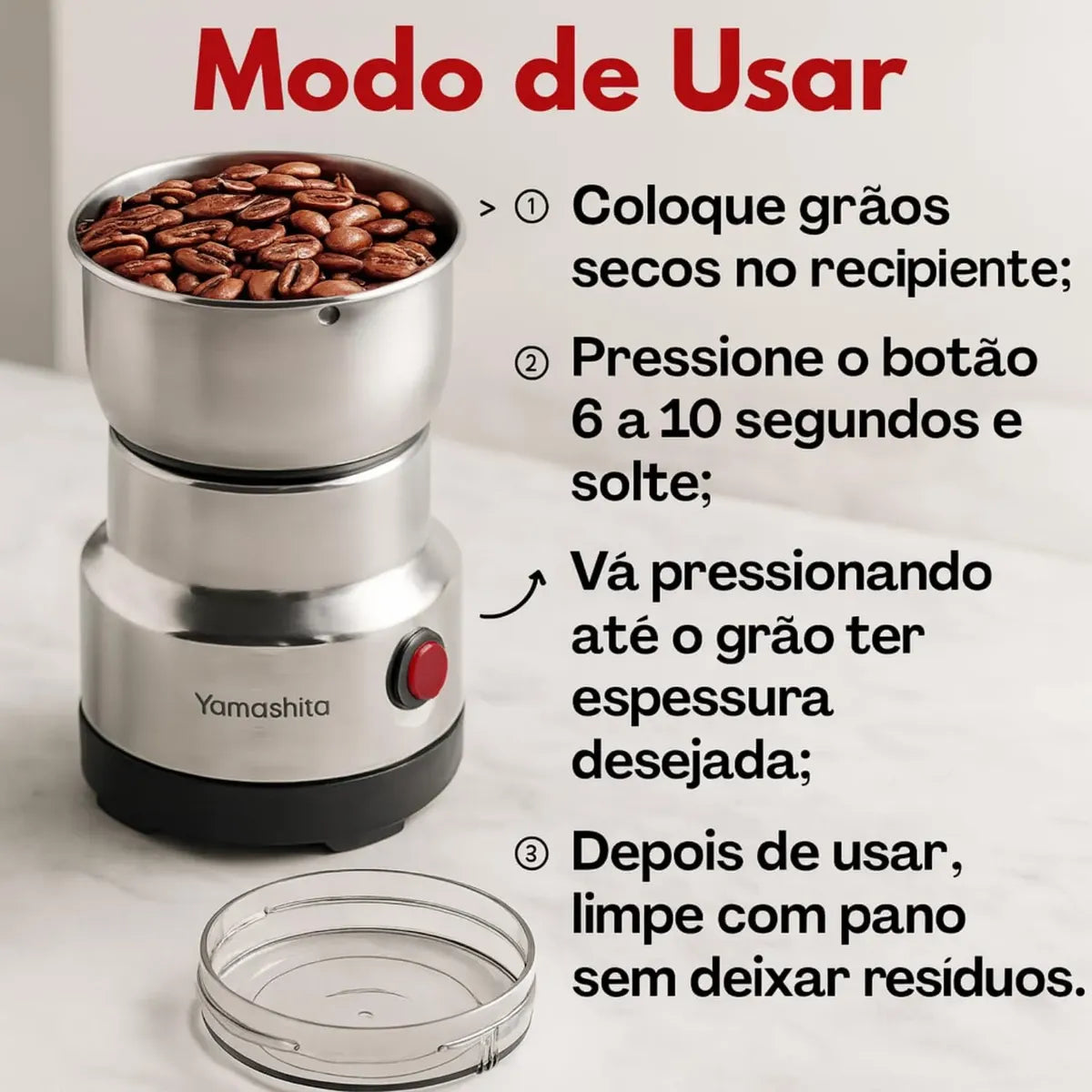 Moedor elétrico de Café Premium - Café Fresco Moído na Hora, com Praticidade e Sabor Intenso