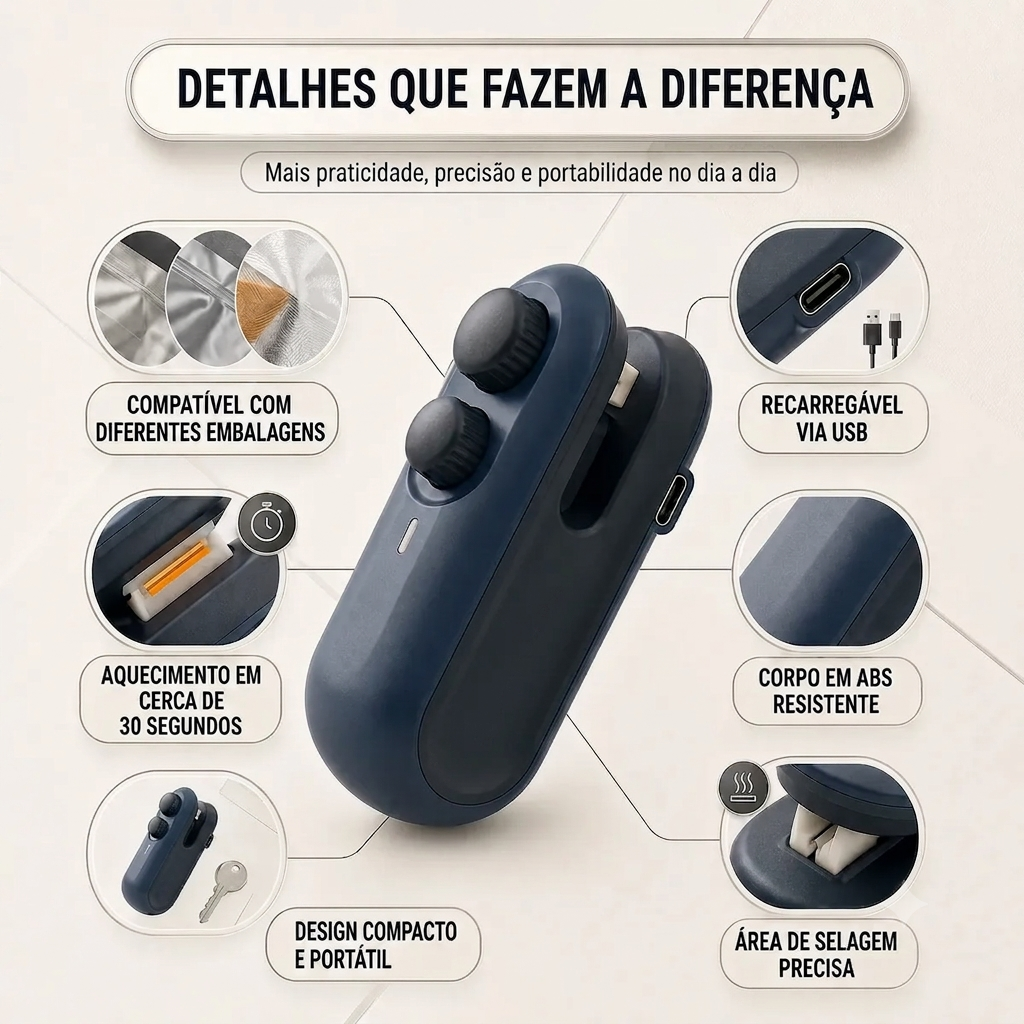 Mini Selador 2 Em 1 Magnético Portátil Recarregável
