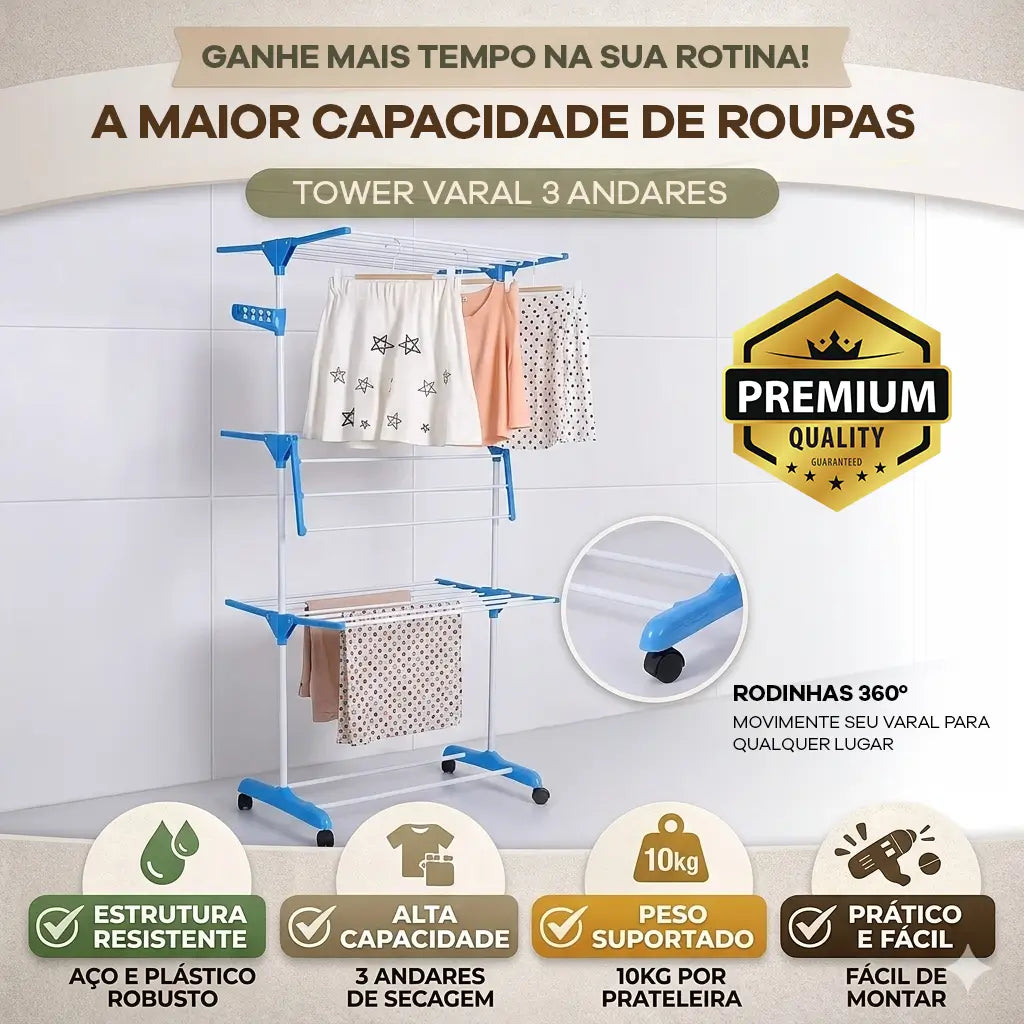 Tower Varal 3 Andares - Oferta Imperdível!