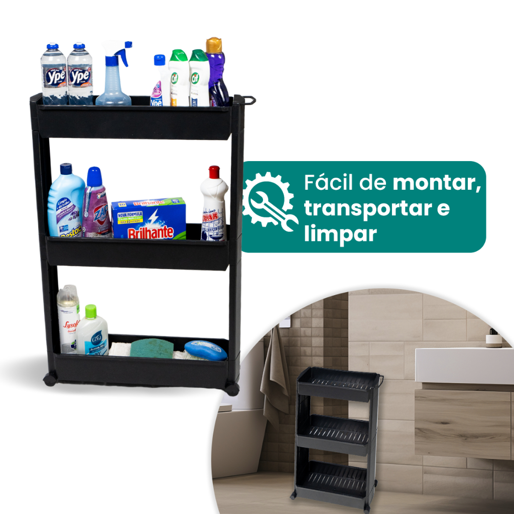 Carrinho Organizador Slim 3 Andares