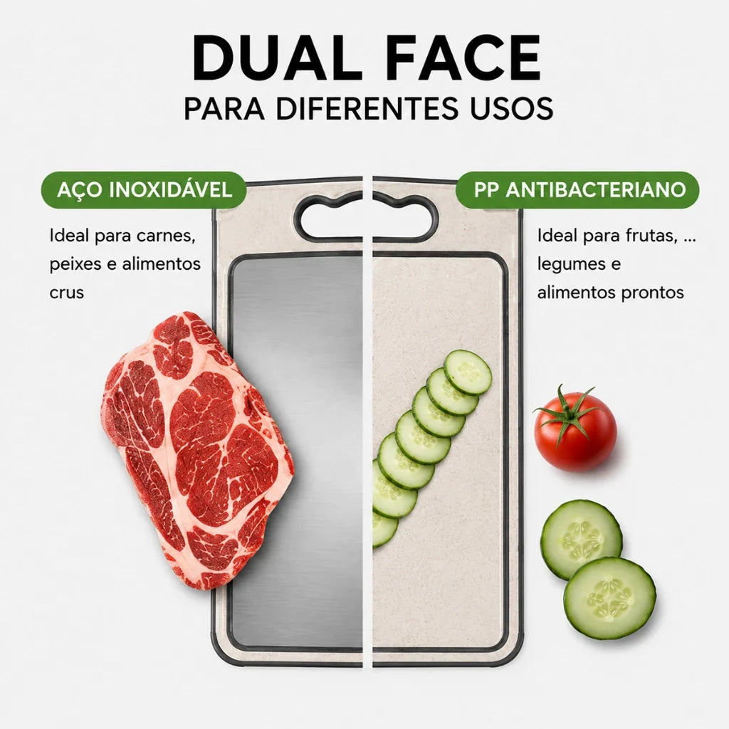 Tábua Inox Dupla Face - Higiene Total e Corte Profissional em Dobro