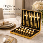 Faqueiro Aura Royale Gold™ | 24 Peças Com Maleta Luxo